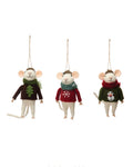 OUTFIT MICE FELT ORNAMENTS Gift Ideas Creative Coop   