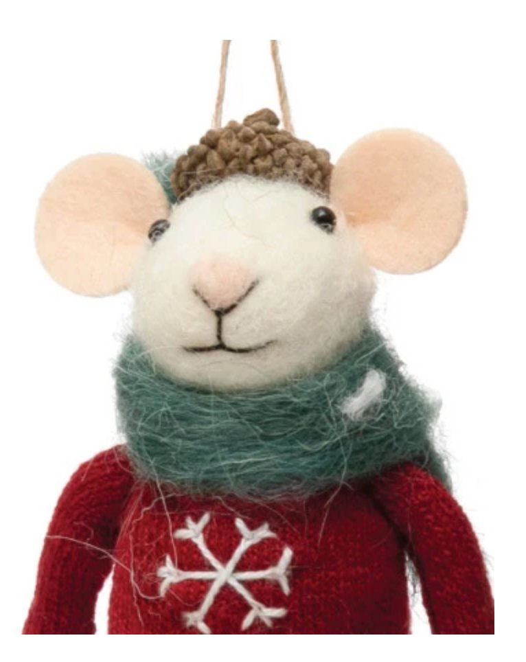 OUTFIT MICE FELT ORNAMENTS Gift Ideas Creative Coop RED/ROUGE  