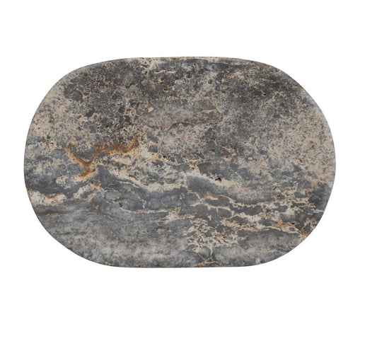 OVAL TRAVERTINE SOAP DISH, GREY living-homeaccents Creative Coop   