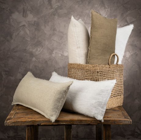 RECTANGLE LINA LINEN PILLOW -  GREY STRIPE living-decorative-object Indaba trading co   