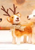 REINDEER DOGS FELT ORNEMENTS Gift Ideas Karma CAMEL  