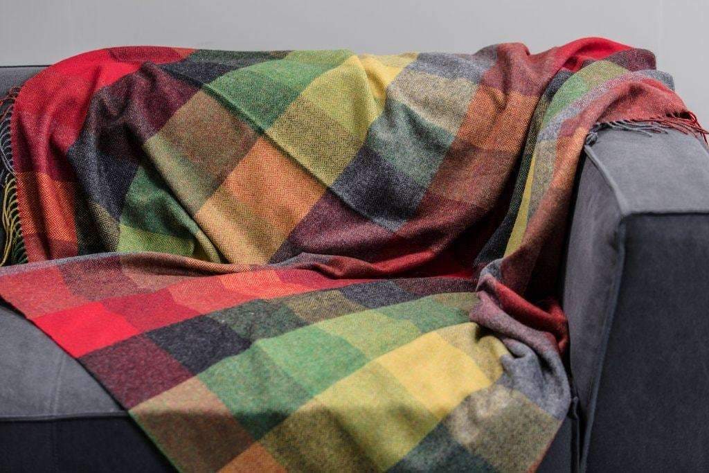 REVERSIBLE FOREST LAMBSWOOL THROW living-homeaccents FOXFORD   