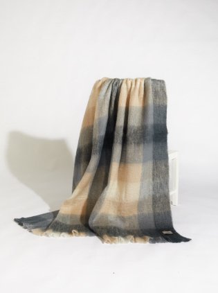 REVERSIBLE MOHAIR & WOOL THROW living-homeaccents FOXFORD Classique gris/Noir/Os  