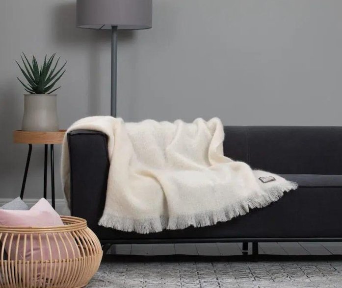 REVERSIBLE MOHAIR & WOOL THROW living-homeaccents FOXFORD   