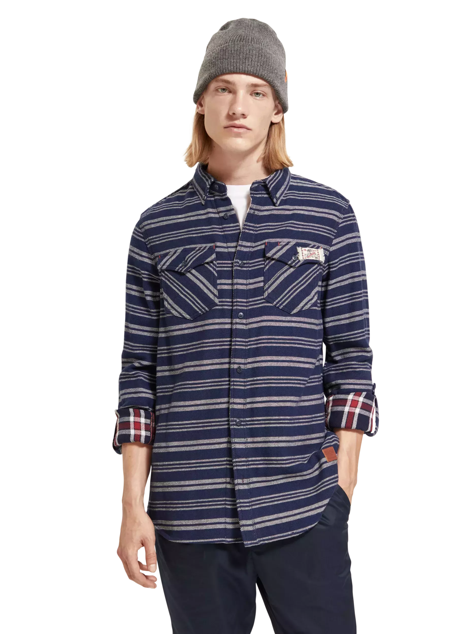 SCOTCH & SODA - ARCHIVE DOUBLE FACE TWILL CHECK Apparel & Accessories Scotch & Soda M Blue 