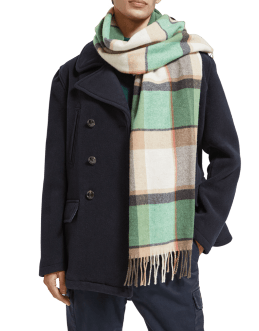 SCOTCH & SODA - Classic Wool-Blend Check Scard Apparel & Accessories Scotch & Soda Green  