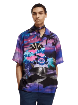 SCOTCH & SODA - Placed Printed Tencel Shirt Apparel & Accessories PepinShop S Purple 