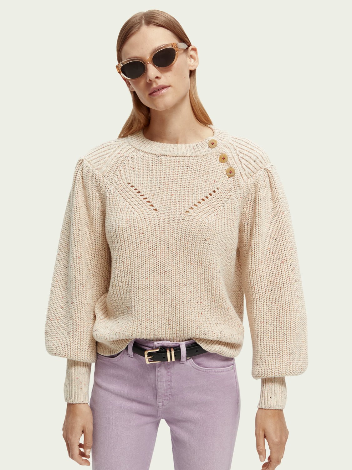 SCOTCH & SODA - Pull col rond boutonné aux épaules women-accessories Scotch & Soda   