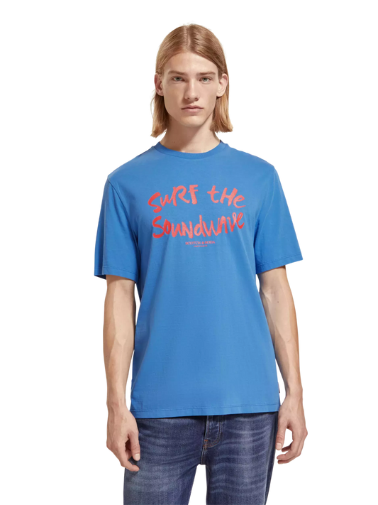 SCOTCH & SODA - Regular fit chest artwork T-shirt in Organic Cotton Apparel & Accessories Scotch & Soda S Blue 