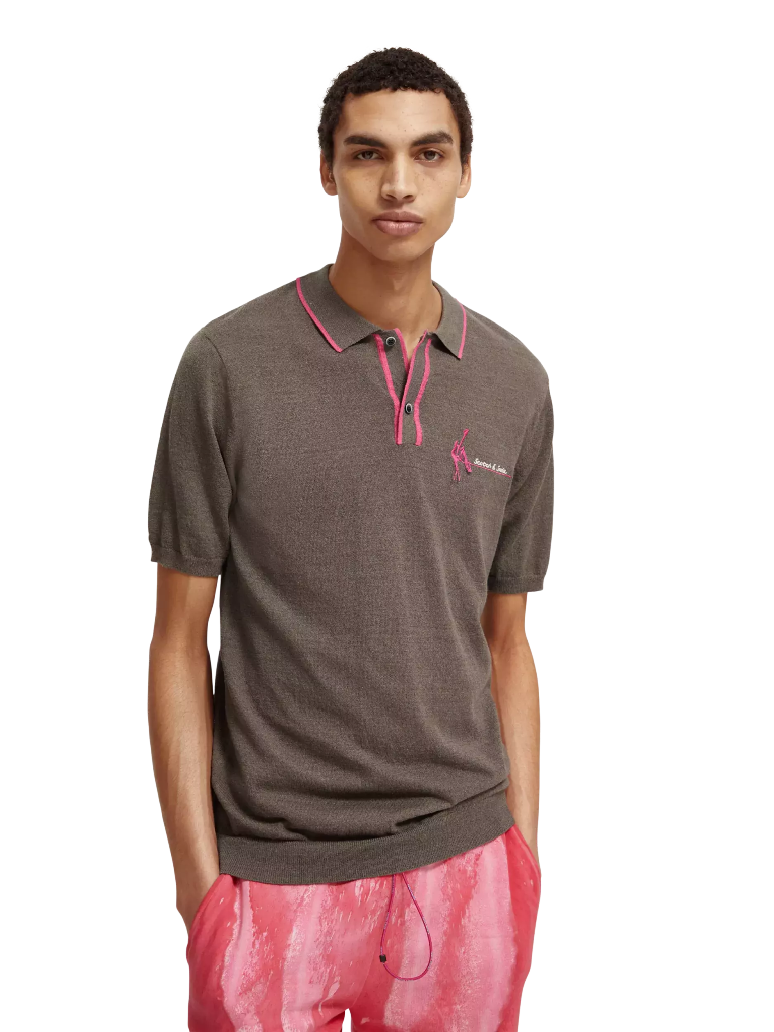 SCOTCH & SODA - Regular fit Knitted Polo Apparel & Accessories Scotch & Soda M Brown 