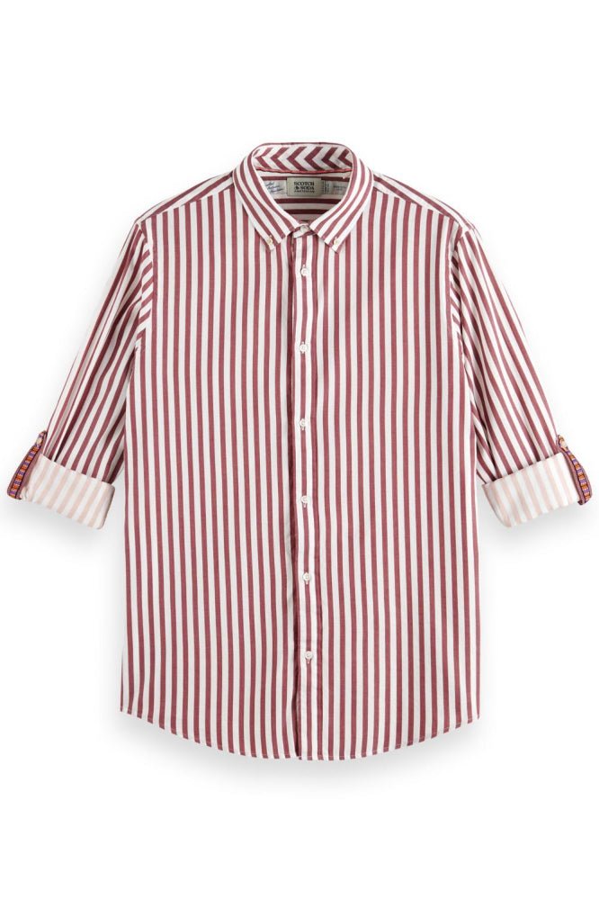 SCOTCH & SODA - Shirt Long Sleeve Apparel & Accessories Scotch & Soda M Red - White 