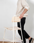 STOOL FLOE HAUTE living-furniture Appareil Atelier Bar Height 31" InStock Off White upholstered