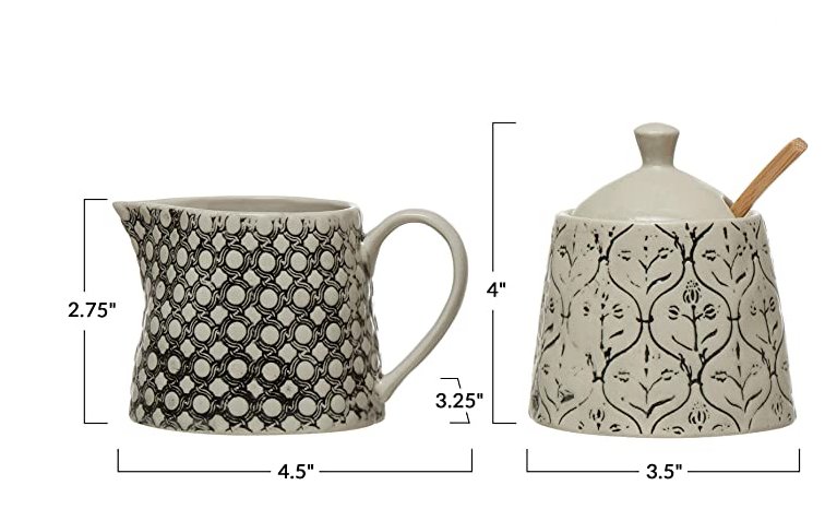 STONEWARE CREAMER & SUGAR Dining-Kitchenware Creative Coop   