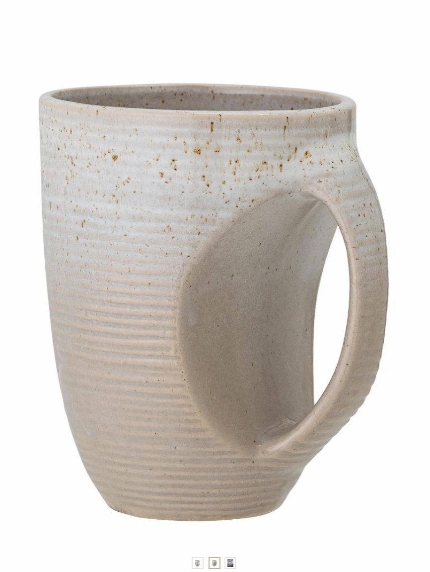 STONEWARE TAUPE MUG Mugs Bloomingville   