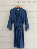 STONEWASH 100% FRENCH FLAX LINEN CLASSIC ROBE women-accessories onesky Blue SMALL IN STOCK