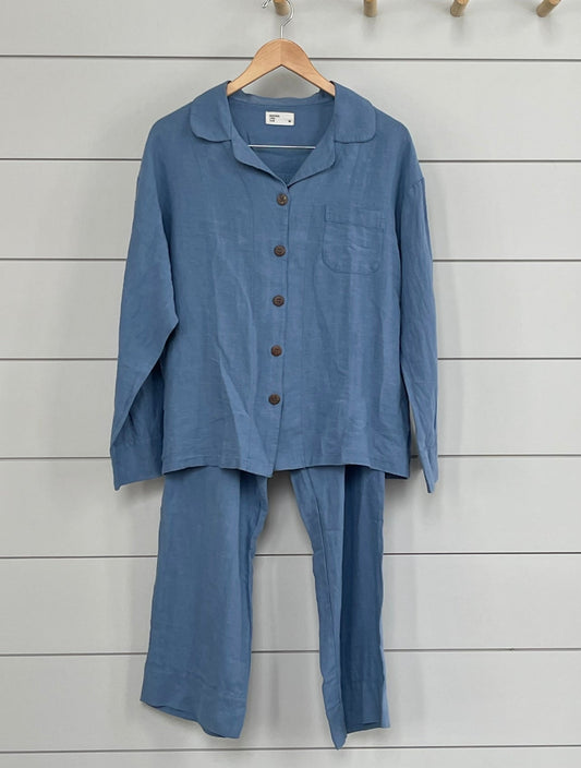 STONEWASH 100% FRENCH LINEN STYLISH PYJAMA bedroom Pepin Home Blue XLARGE 