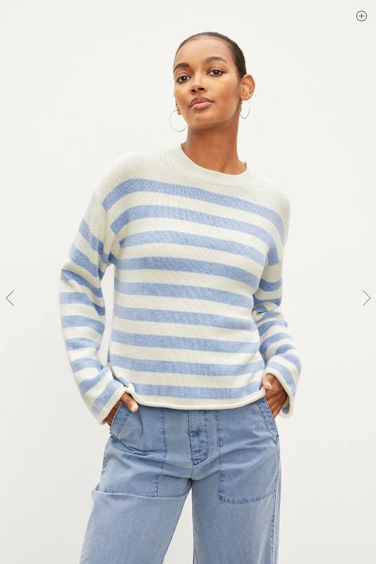 Velvet - Lex Striped Crew Neck Sweater Blue women-accessories VELVET XS  