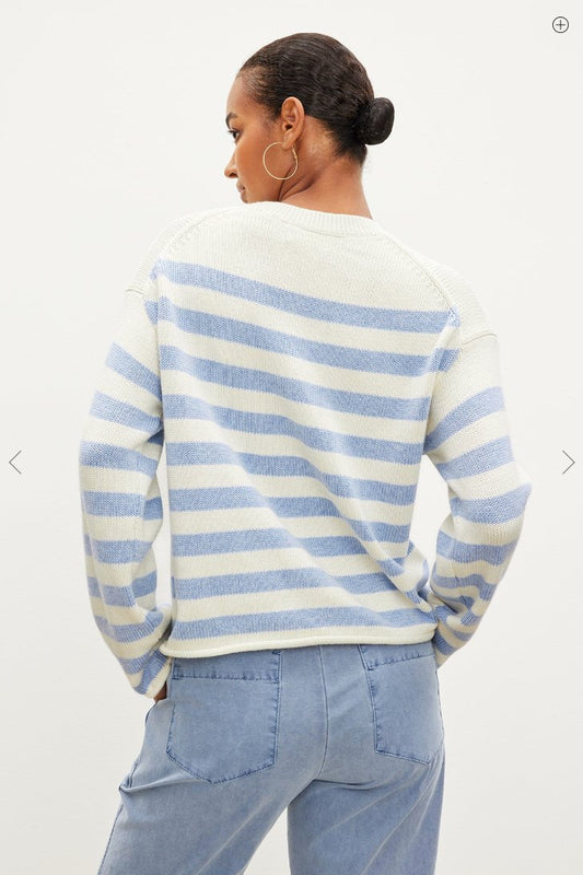 Velvet - Lex Striped Crew Neck Sweater Blue women-accessories VELVET   
