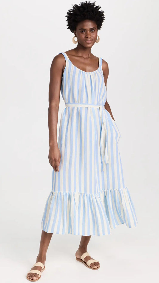 Velvet - Meradith Striped Linen Maxi Dress in Sky women-accessories VELVET   