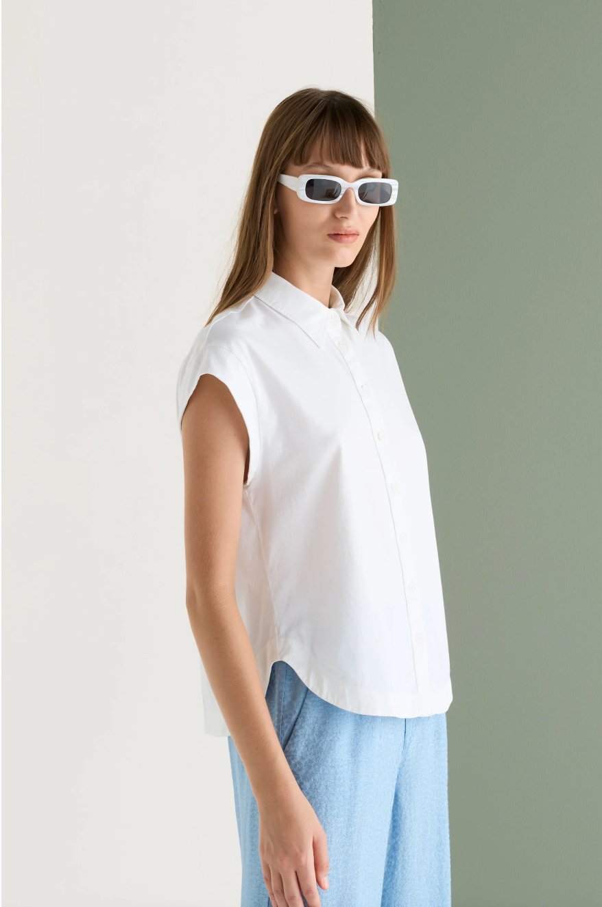 Women's Sleeveless White Shirt | EUROPEAN CULTURE shirt European Culture   