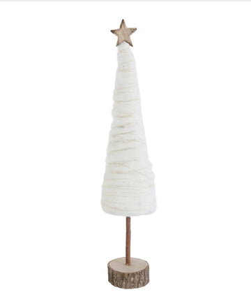 WOOL CHRISTMAS TREE WITH STAR AND WOOD BASE 18"H Gift Ideas Creative Coop   