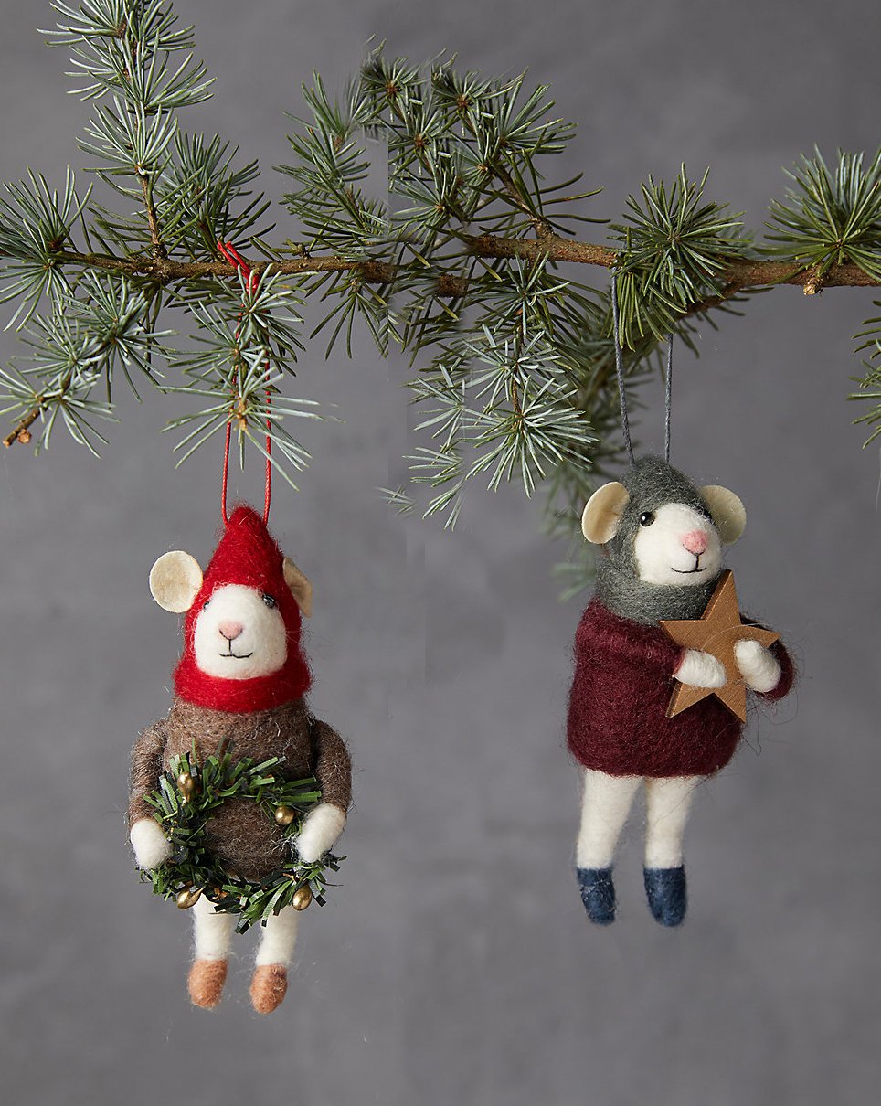WOOL FELT ORNAMENT WITH WINTER HATS & ACCESSORY Gift Ideas Creative Coop   