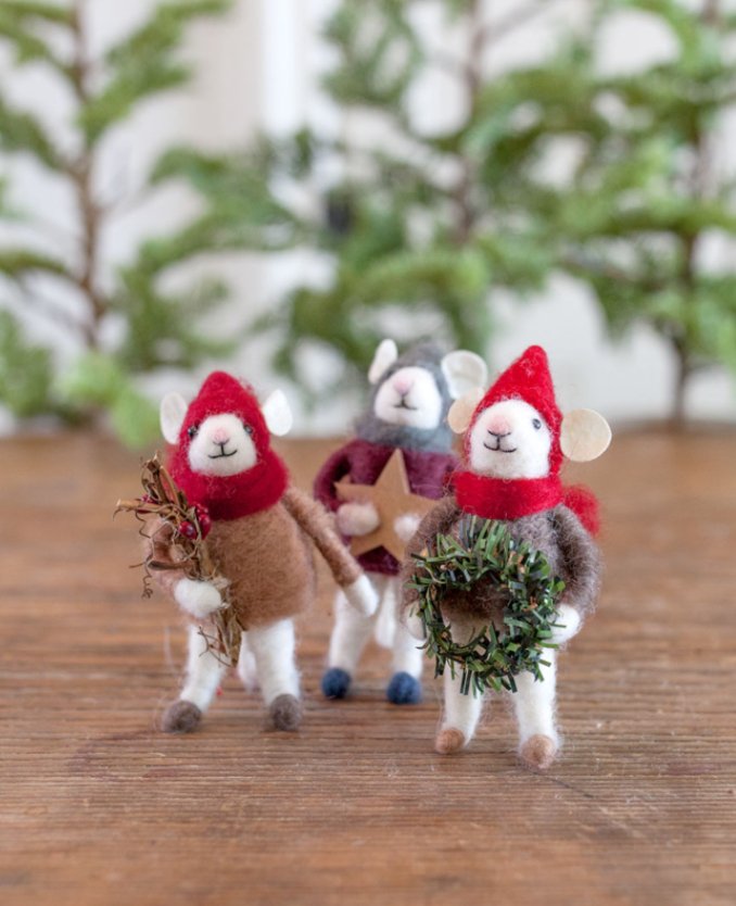 WOOL FELT ORNAMENT WITH WINTER HATS & ACCESSORY Gift Ideas Creative Coop   