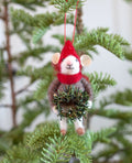 WOOL FELT ORNAMENT WITH WINTER HATS & ACCESSORY Gift Ideas Creative Coop BRUN  