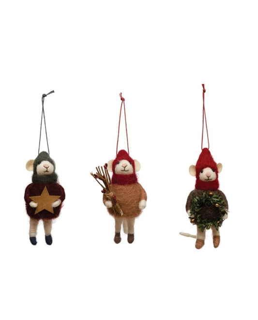 WOOL FELT ORNAMENT WITH WINTER HATS & ACCESSORY Gift Ideas Creative Coop   
