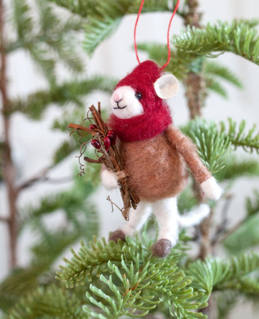 WOOL FELT ORNAMENT WITH WINTER HATS & ACCESSORY Gift Ideas Creative Coop CAMEL  