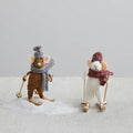 WOOL SKIING MICE FELT ORNEMENTS Gift Ideas Creative Coop   