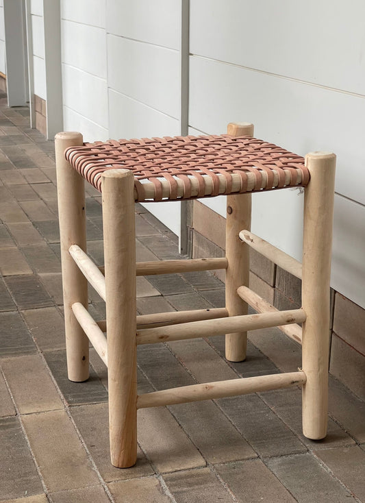 WOVEN LEATHER  STOOL living-furniture Pepin Boho collab In Stock  
